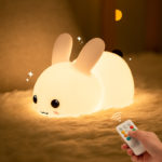 Rabbit Night Light Silicone Dimmable Touch Sleeping Lights USB Rechargeable Children's Night Lamp RGB Remote Cute Feeding Lamps 1