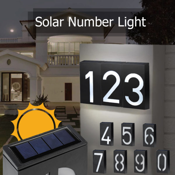 House Number Solar Led Light Outdoor Garden Solar Number Door Plate Outdoor Lighting Rechargeable House Number Light 2