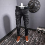 Streetwear Fashion Men Jeans Retro Black Gray Elastic Stretch Slim Ripped Jeans Men Vintage Designer Hip Hop Denim Pants Hombre 1