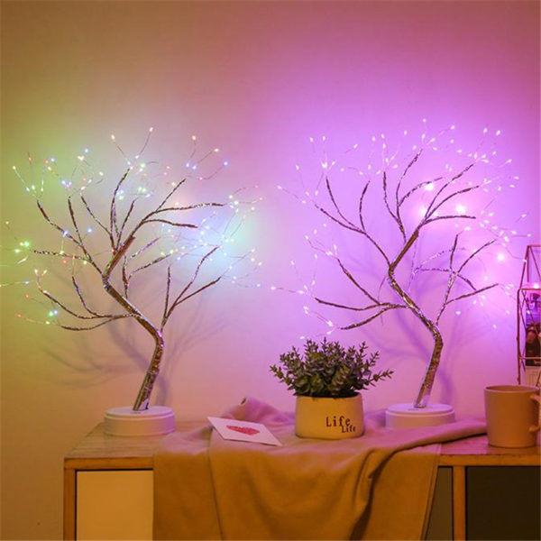 1PC LED Night Lights Mini Christmas Tree Table Lamp Copper Wire Garland Fairy String Lights For Home Bedroom Birthday Gifts 20 2