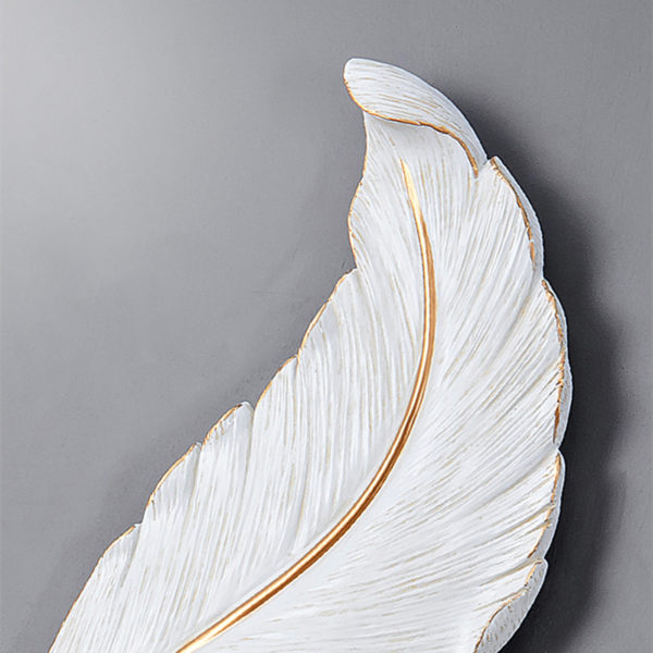 Led White Feather Wall Lamp For TV Backdrop Bedroom Bedside Aisle Corridor Sample Room Environmental Friendly Resin Lights 2