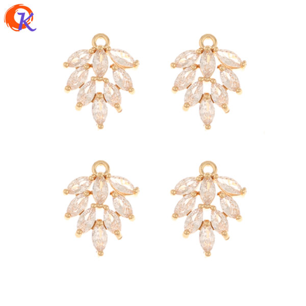 Cordial Design 50Pcs 12*16MM CZ Charms/Jewelry Accessories/Hand Made/DIY Making/Connectors/Leaf Shape/Earring Findings/Pendant 1