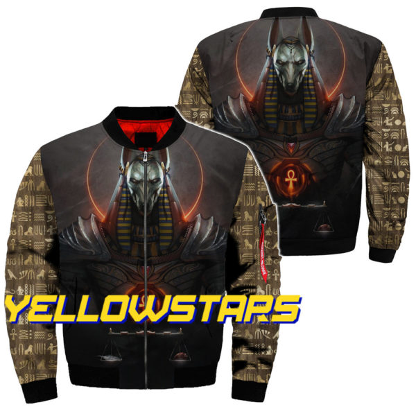 Egyptian mythology werewolf print fashion bomber jacket winter casual men's jacket 1