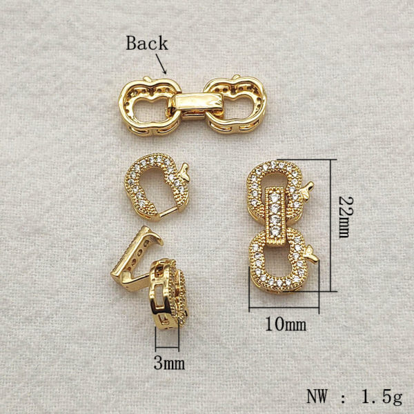 NEW ARRIVAL! 22x10mm 30Sets Plating Real Gold Cubic Zirconia Clasps&Hooks Connectors For Handmade Bracelet Parts DIY Accessories 2