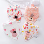 4 Pieces Baby Bibs Cotton Triangle Double Cartoon Saliva Towel Baby Boys Girls Feeding Apron Bandana Bibs Newborn Accessories 4