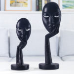 Resin Statue Modern Human Meditators Abstract Lady Face Character Statues Sculpture Art Crafts Figurine Office Desktop Decor 5