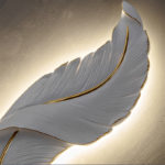 Led White Feather Wall Lamp For TV Backdrop Bedroom Bedside Aisle Corridor Sample Room Environmental Friendly Resin Lights 3