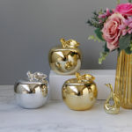 Gold Plated Ceramic Apple Home Decorations Gold and Silver Apple Ornament Home Decor Indoor Home Office Desktop Decoration Gift 1