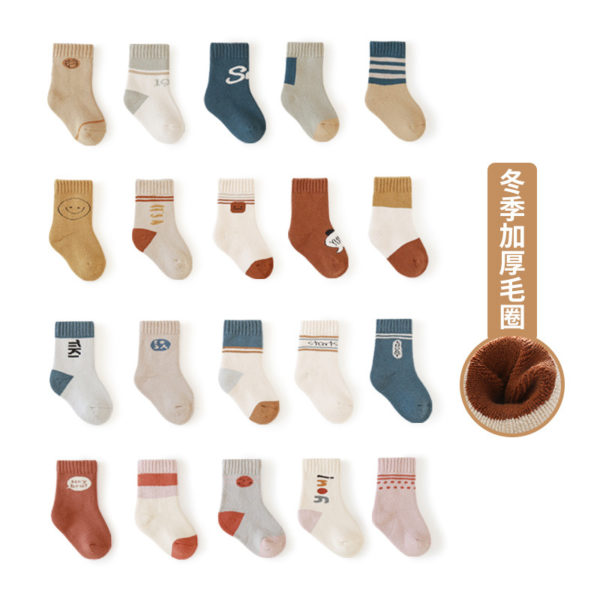 5Pair/lot Autumn and Winter New Baby Socks Newborn Baby Socks Boys and Girls Tube Socks Cute Cartoon Warm Children's Socks 1