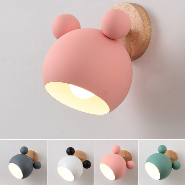 Nordic Wall Lamp Aluminum Mickey Sconce for Children Bedroom lights Modern Indoor Wall Light Fixtures E27 Creative Luminaire 1