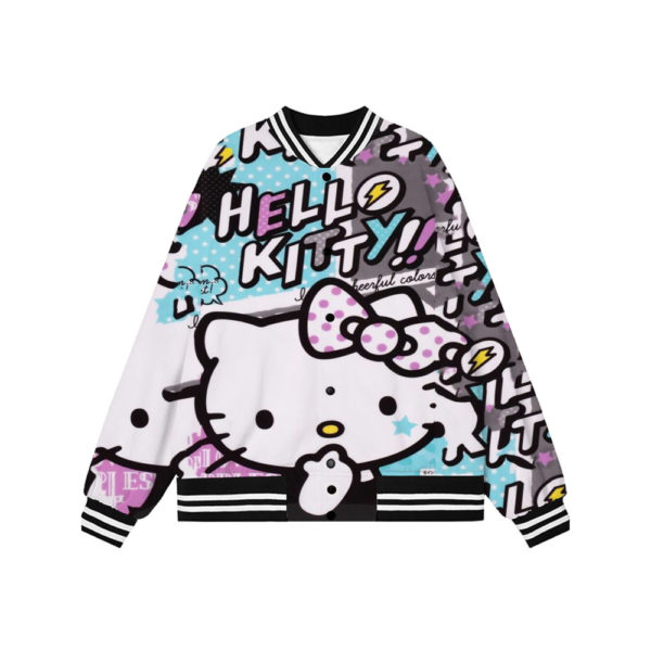 Hip-hop girl school uniform jacket cartoon anime Hello Kitty baseball uniform college style couple bomber jacket Harajuku jacket 2