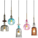 Nordic Creative Hanging Pendant Light multicolor glass pendant lamp for bedside living room restaurant LED E27 AC110V 220V 5