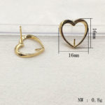 New Arrival! 16x16mm 50pcs Plating Real Gold Copper Heart Ear Stud Connectors For Handmade Earring Parts DIY Jewelry Findings 2