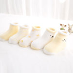 5Pair/Lot Baby Socks Warm Autumn Winter Kids Girl Boy Short Socks Thick Soft Cartoon Dot Printed Children Toddler Socks 4