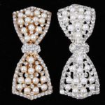 Delysia King Women Trendy Pearl Bow Hair Accessories Girls High-grade Grace Temperament Crystal Inlay Horsetail Clip 3