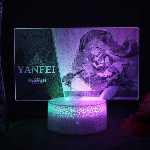 Genshin Impact Yan Fei 3d Led Anime Figure Lamp For Bedroom Manga Action Night Lights Bedside Tables Rechageable Sleeping Panels 2