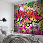 3D Graffiti Tapestry wall hanging Fashion Psychedelic Hanging Fabric Background Wall Covering Hippie Dorm Cover Beach Towel 4