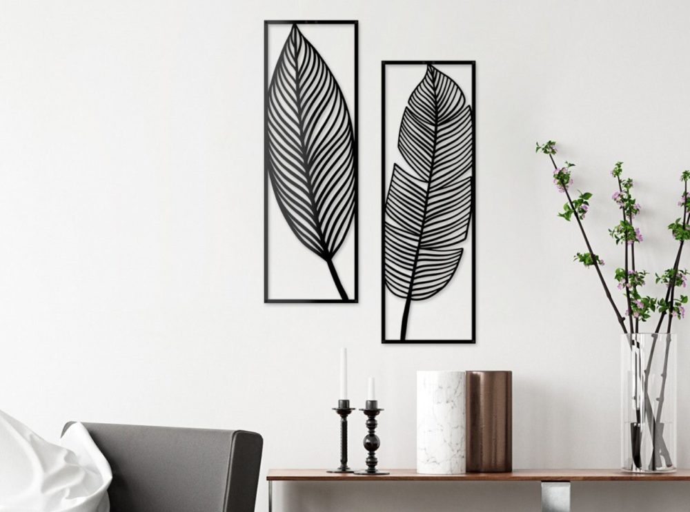 Metal Wall Decor and Art, Leaves Set, Metal Art Decor Home Office Decoration Bedroom Living Room Decor 2