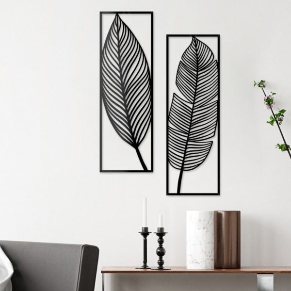 Metal Wall Decor and Art, Leaves Set, Metal Art Decor Home Office Decoration Bedroom Living Room Decor 2