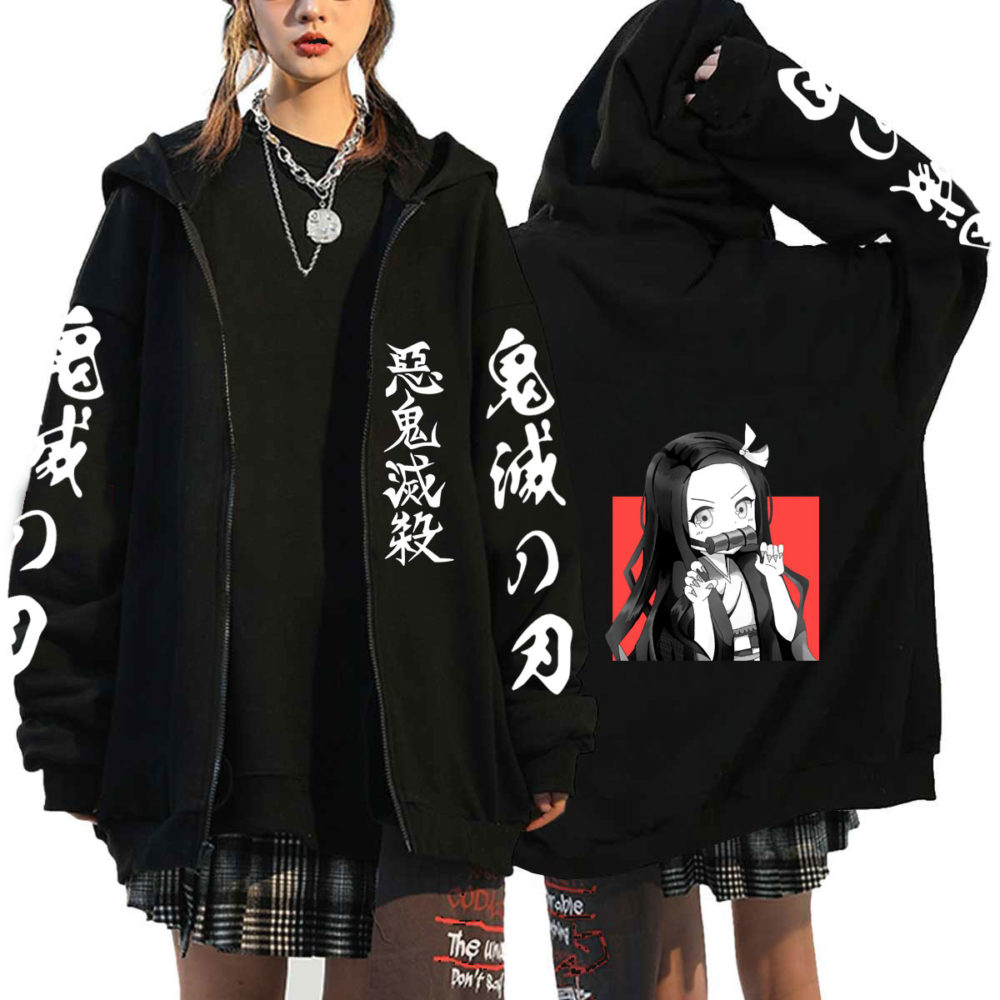 Demon Slayer Anime Harajuku Hoodies Women Rengoku Kyoujurou Zip Hoodies Aesthetic Clothes Kimetsu No Yaiba Mugen Train Sweatshir 5