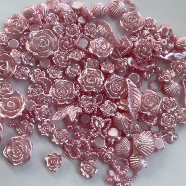 100-150pcs ABS Resin Flower Jewelry DIY Material Pearl Roses For Art Flatback Rhinestones Beads Heart Handmade Accessories Moon 1