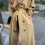 Windbreaker Women Long Solid British Belt Slim Jacket 2022 Fashion New Splicing Spring Clothes Leisure Female Fall Trench Coat 5