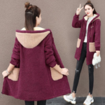 Autumn Winter Mid-Length Hooded Coats with Pocket Autumn Winter Warm Casual Coats Sweatshirts New Plush Thick Lamb Velvet Jacket 3