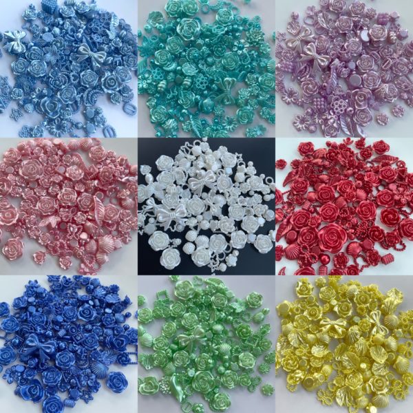 100-150pcs ABS Resin Flower Jewelry DIY Material Pearl Roses For Art Flatback Rhinestones Beads Heart Handmade Accessories Moon 2