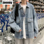 Men's Fashion Denim Jacket Korean Clothes Spring and Autumn Loose Student Multi-pocket Tooling Jacket Men Men Jeans Jacket 2