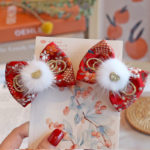 Chinese Style New Year Furry Children's Streamer Clip, Bow Baby Headdress Girls Hairpin 3