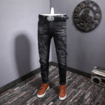 Streetwear Fashion Men Jeans Retro Black Gray Elastic Stretch Slim Ripped Jeans Men Vintage Designer Hip Hop Denim Pants Hombre 3