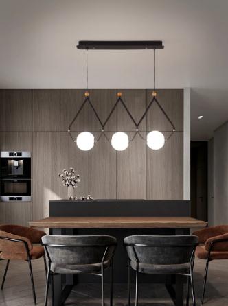 Black Or Gold LED Chandelier Dining Room Coffee Shop Modern Long Pendant Lamp Creative Restaurant Bar Multi-head Hanging Light 2