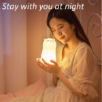 LED Cat Night Light Remote/Tap Lamp Silicone Room Nightlights Atmosphere Table Bedroom Bedside Lamp USB Change Kids Baby Gift 5