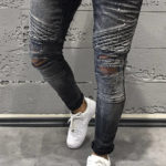 Ripped Jeans for Men Streetwear Casual Small Feet Slim Fit Denim Pants Male Cotton Stretch Pleated Skinny Cowboys Trousers Homme 4