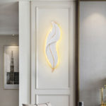 Led White Feather Wall Lamp For TV Backdrop Bedroom Bedside Aisle Corridor Sample Room Environmental Friendly Resin Lights 4