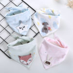 4 Pieces Baby Bibs Cotton Triangle Double Cartoon Saliva Towel Baby Boys Girls Feeding Apron Bandana Bibs Newborn Accessories 6