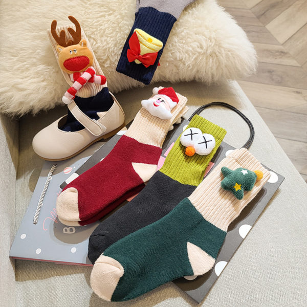 Kids Christmas Socks Cute Cartoon 3d Doll Bear Mouse Rabbit Cute Knee Socks Autumn Winter Thick Warm Cotton Girls Boys Socks 2