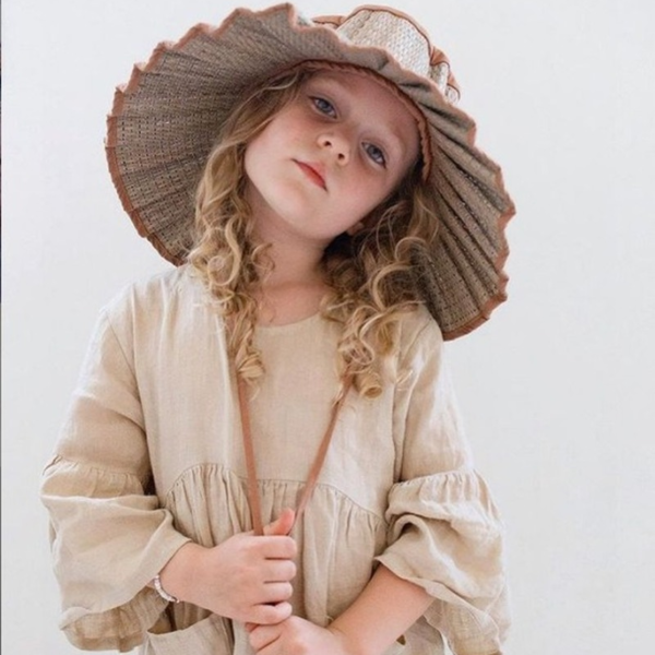 Parent-child Shade Straw Hat Big Brim Hat Fiber Woven Pleated Fisherman Hat Foldable Straw Hat Beach Sun Protection Sun Hat 2