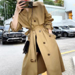 Windbreaker Women Long Solid British Belt Slim Jacket 2022 Fashion New Splicing Spring Clothes Leisure Female Fall Trench Coat 4