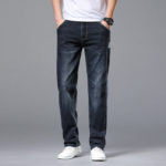 2022 Loose Fit Denim Men Elastic Waist Fashion Casual Pants Male Brand Trousers Straight Jeans 1