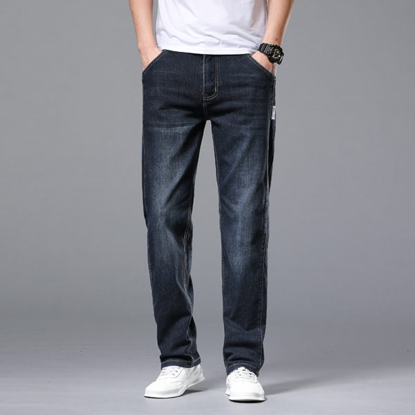 2022 Loose Fit Denim Men Elastic Waist Fashion Casual Pants Male Brand Trousers Straight Jeans 1