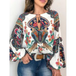 Women Bohemian Clothing Blouse Shirt Vintage Floral Print Tops Ladies Blouses Blusa Feminina Plus size S-3XL 6