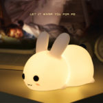 Rabbit Night Light Silicone Dimmable Touch Sleeping Lights USB Rechargeable Children's Night Lamp RGB Remote Cute Feeding Lamps 3