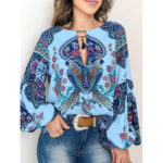 Women Bohemian Clothing Blouse Shirt Vintage Floral Print Tops Ladies Blouses Blusa Feminina Plus size S-3XL 1