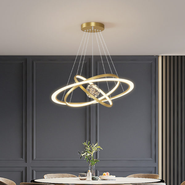 New Modern Ring Round LED Chandelier For Living Room office Dining Room Kitchen Ceiling Pendant Lamp Gold Design Hanging Lights 2