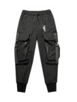 PFNW Men‘s Cargo Pants Safari Style High Street Streetwear Elastic Mid Waist Printing Loose Man Dark Black Trousers 12A0887 6