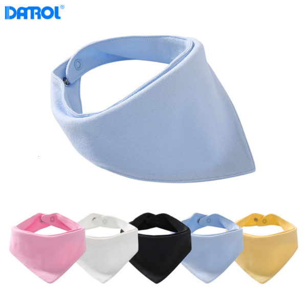 2pcs/lot Cotton Baby Triangle Towel Newborn Baby Triangle Saliva Towel Snap Children's Bib Solid Color 1