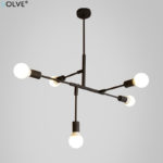 Nordic Minimalist Chandeliers Personality Iron Black Gold Ceiling Light Living Room Bedroom Dining Bar Cafe Decorative Lamps E27 6