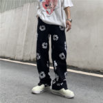 Style Jeans Vibe Patchwork Casual Mens Flower Straight Pants Harajuku Print Ripped Oversize Denim Trousers Harajuku Streetwear 2