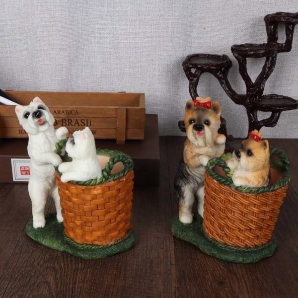 Simulation dog pen holder resin statue ornament Home Decor creative study Room office decoration animal sculpture birthday gift 2